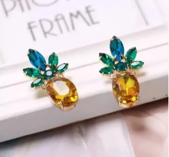50% OFF Brand New Cute Pineapple 🍍 Earrings Yellow Green . Women's Ladies Fashion Jewelry