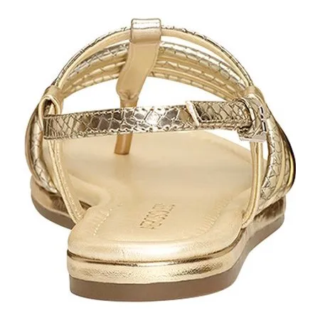 Aerosoles Women's Droplet Flat Sandal Gold Leather Open Toe Flats Sandals