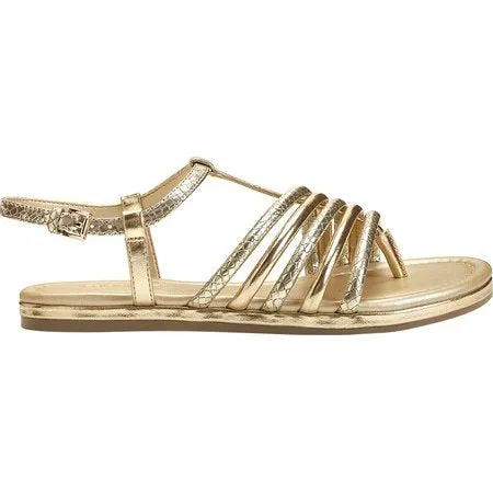 Aerosoles Women's Droplet Flat Sandal Gold Leather Open Toe Flats Sandals