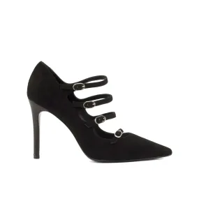 Ambrogio Bespoke Custom Women's Shoes Black Suede Leather Venice Pumps (AMBW1111)
