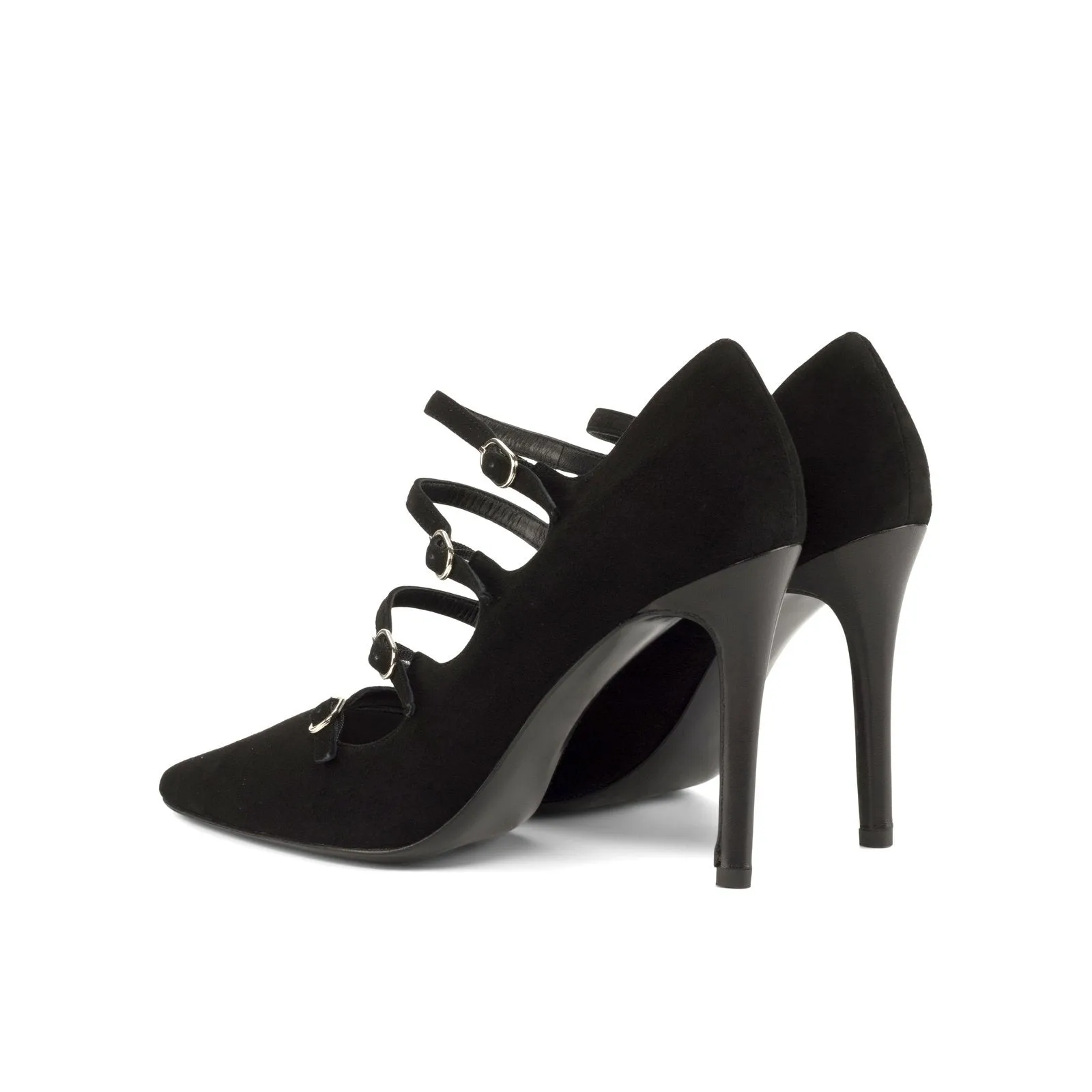 Ambrogio Bespoke Custom Women's Shoes Black Suede Leather Venice Pumps (AMBW1111)