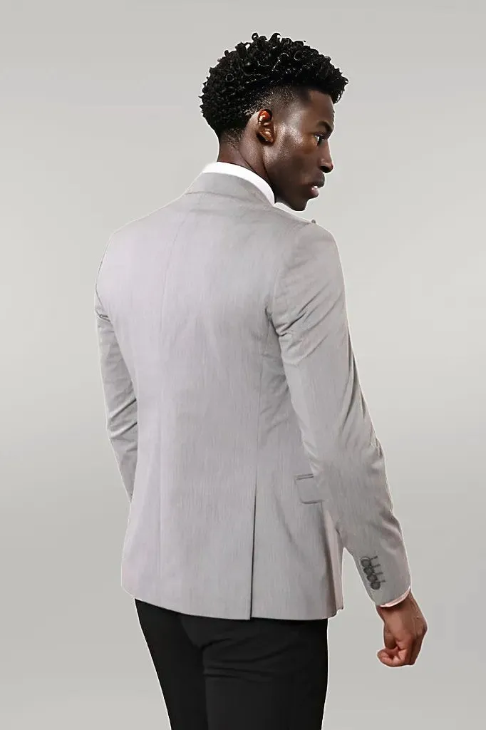 Black Double Breasted Vest Grey Men Suit - Wessi