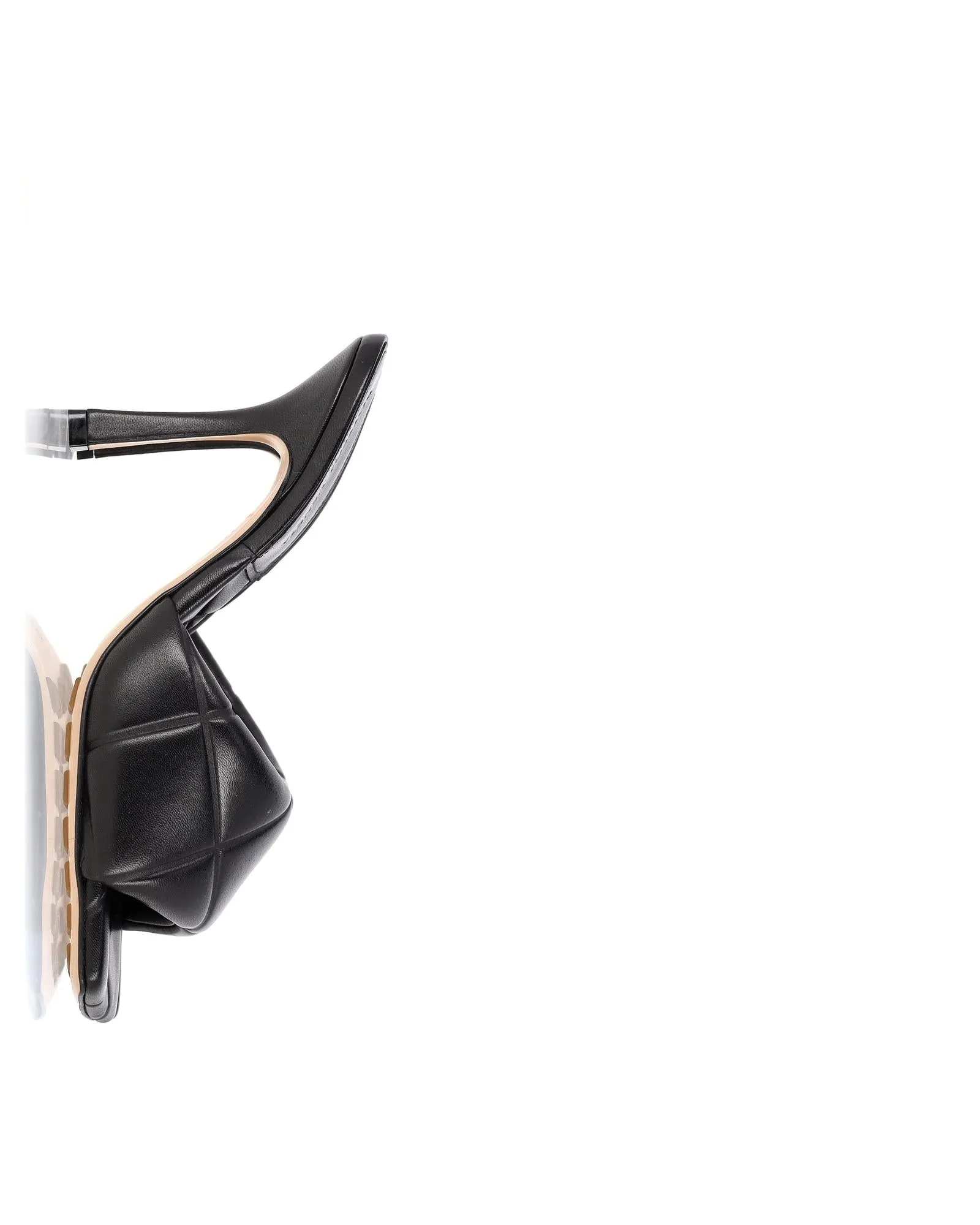 Black Lambskin Leather Square Toe High Heel Mules