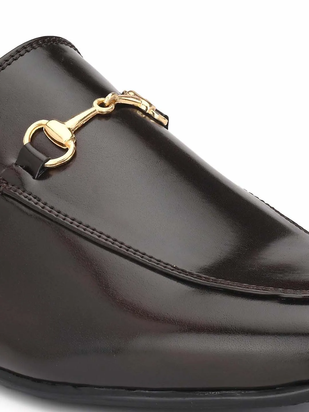 Brown Horsebit Buckle Mules