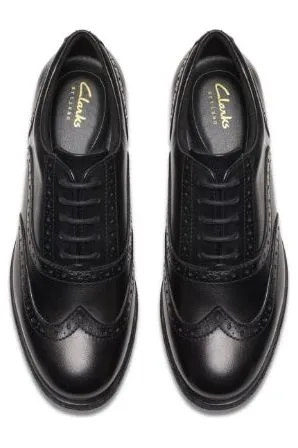 Clark Havisham Oak black leather wide fit