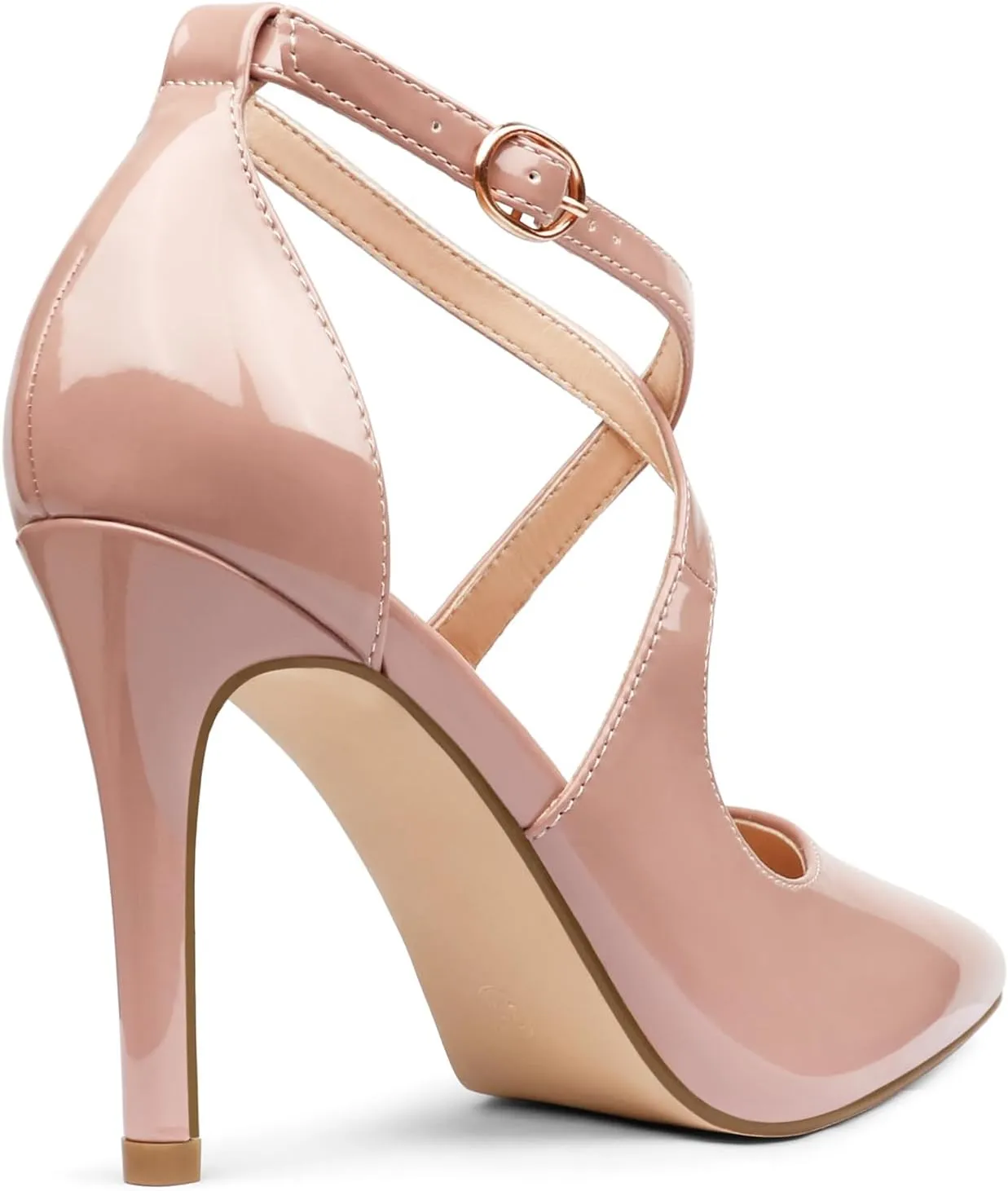 COLETER Womens 4" Pointed Toe D'Orsay Pumps Stilettos High Heel Crossed Ankle Strap Dress Shoes