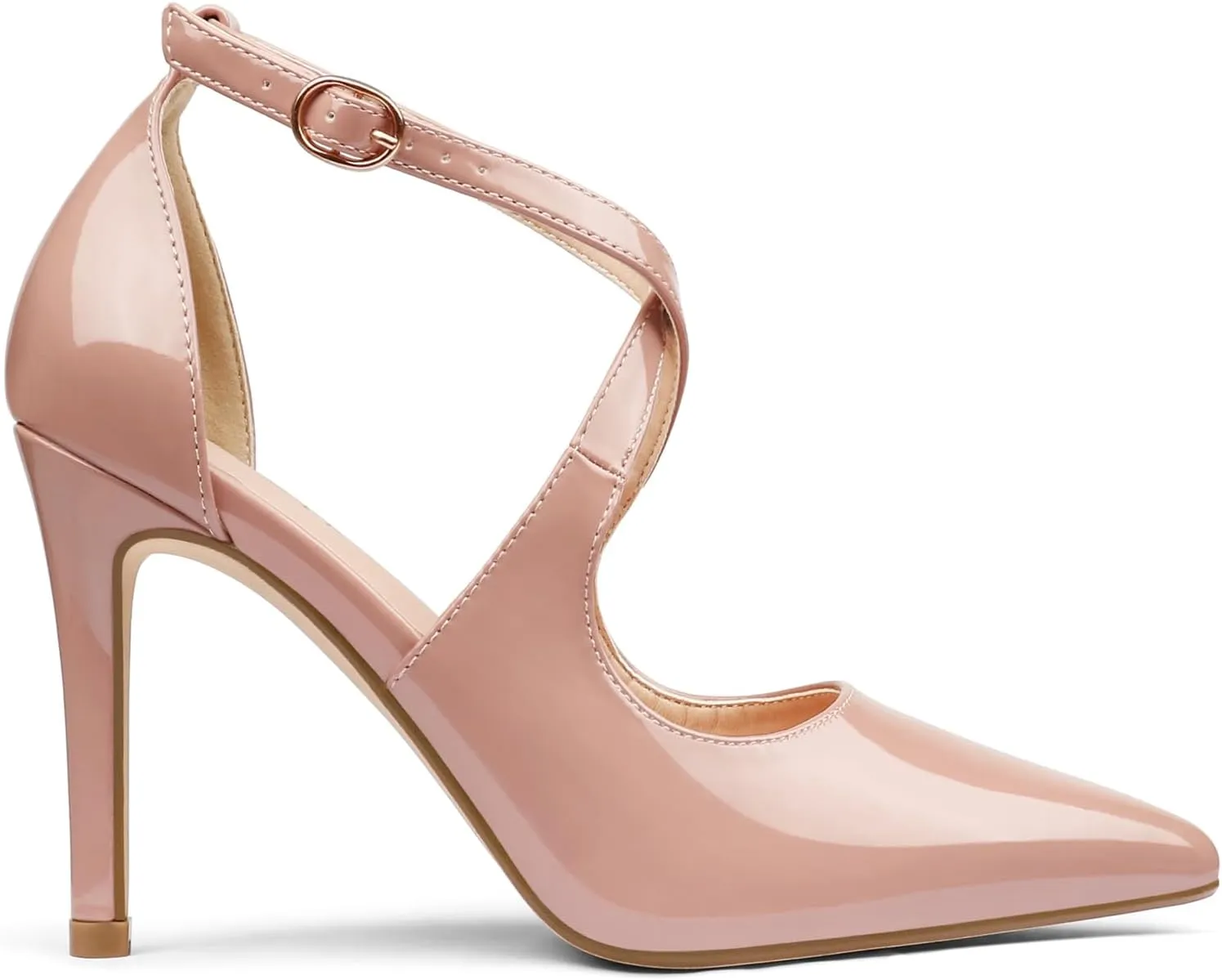 COLETER Womens 4" Pointed Toe D'Orsay Pumps Stilettos High Heel Crossed Ankle Strap Dress Shoes