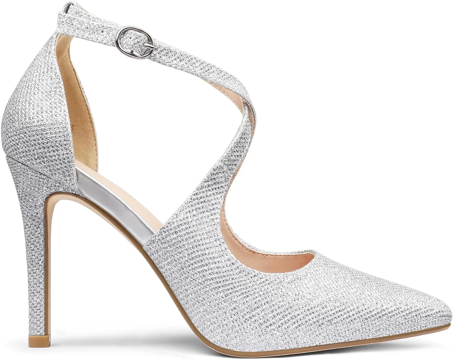 COLETER Womens 4" Pointed Toe D'Orsay Pumps Stilettos High Heel Crossed Ankle Strap Dress Shoes