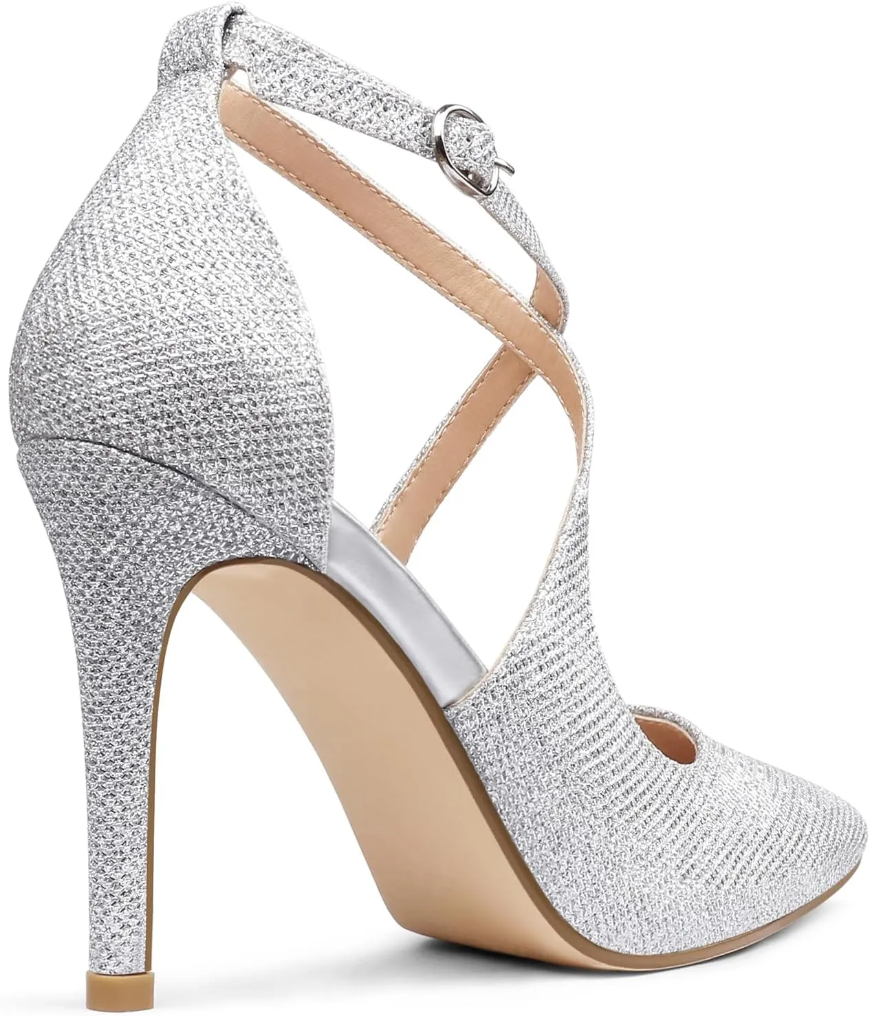 COLETER Womens 4" Pointed Toe D'Orsay Pumps Stilettos High Heel Crossed Ankle Strap Dress Shoes