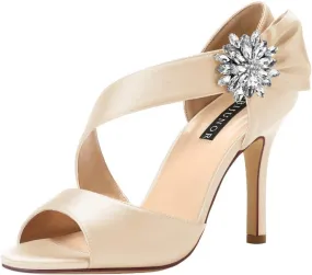 ERIJUNOR High Heel Party Sandals For Woman Open Toe Stiletto Bow Shoes Wedding Evening Dress Shoes for Dancing