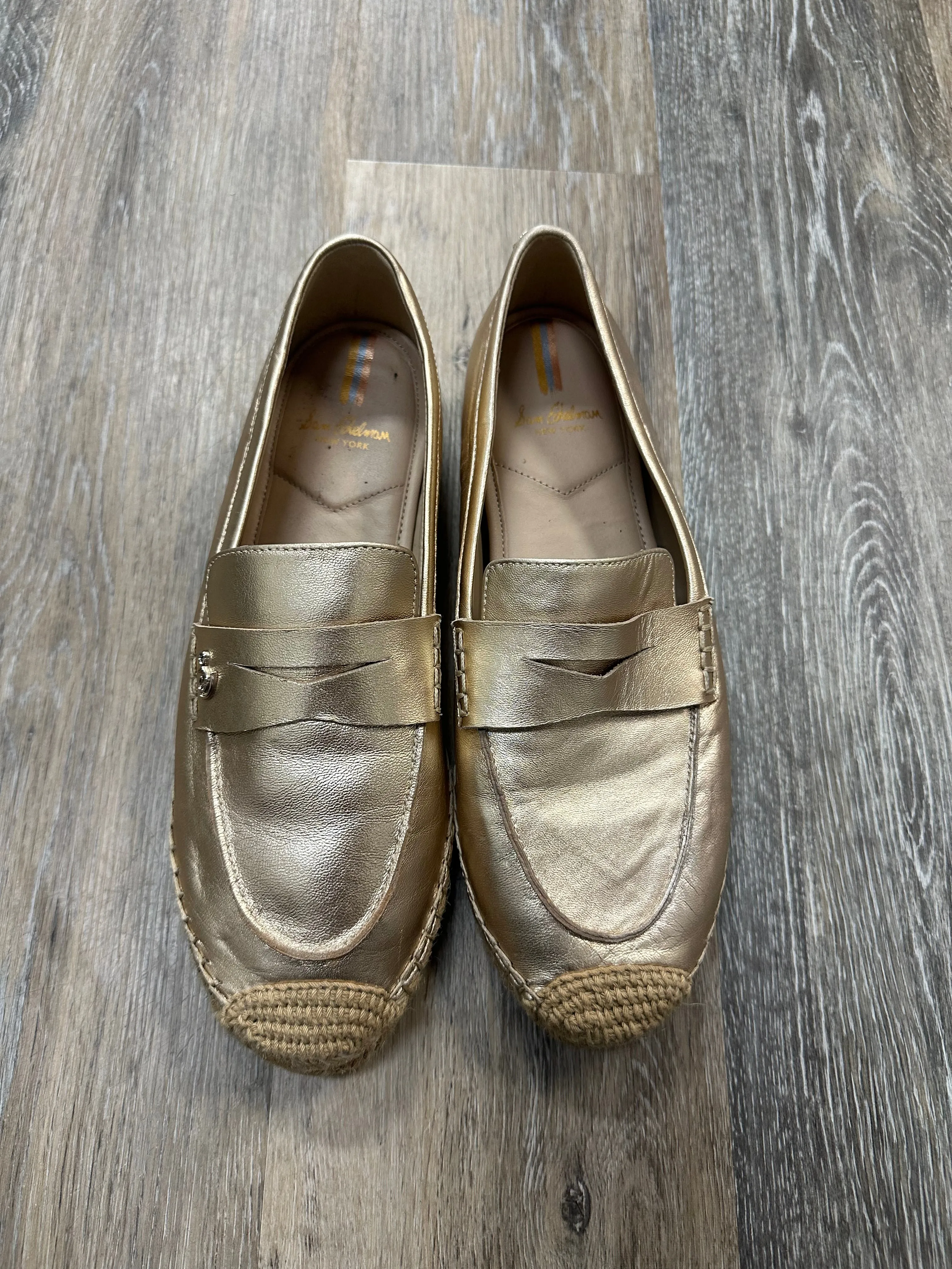 Gold Shoes Flats Sam Edelman, Size 8.5