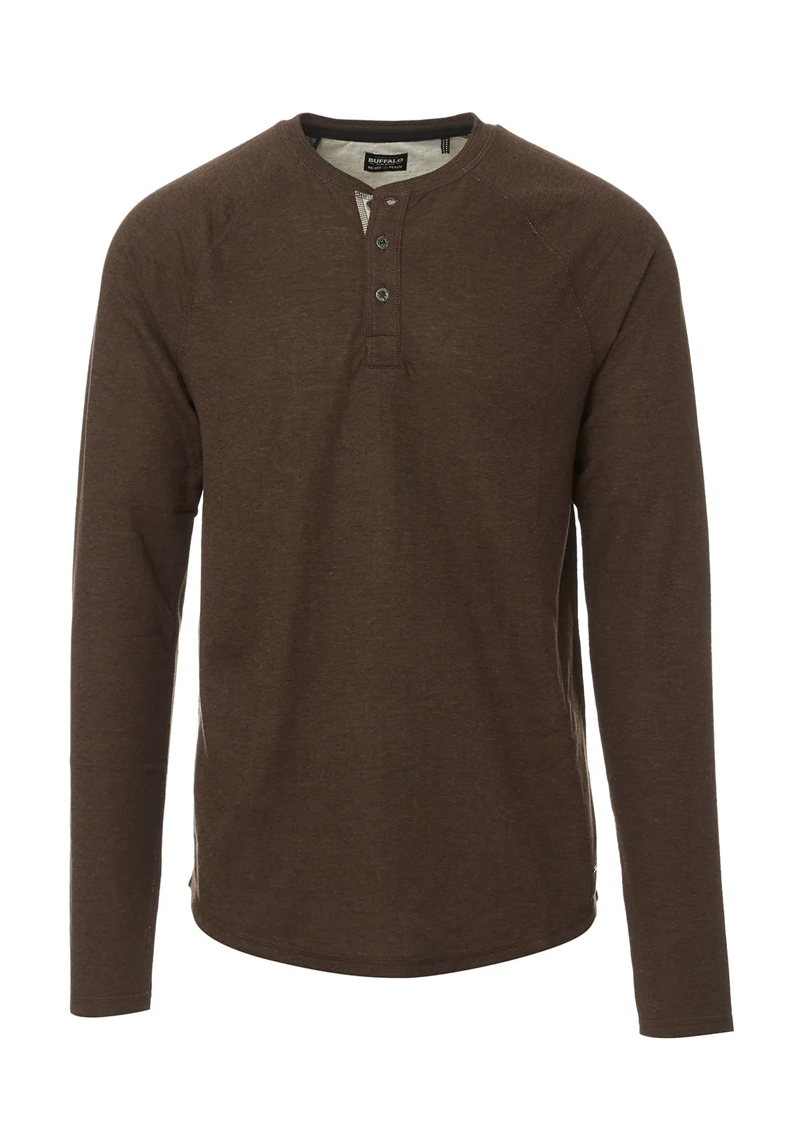 Kariver Men's Long-Sleeve Henley Top in Brown - BM24026