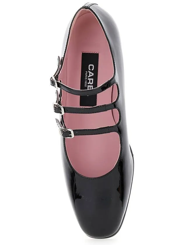 'Kina' Black Mary Janes With Straps And Block Heel In Patent Leather Woman