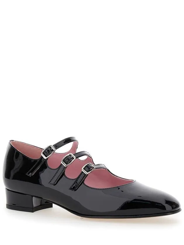 'Kina' Black Mary Janes With Straps And Block Heel In Patent Leather Woman
