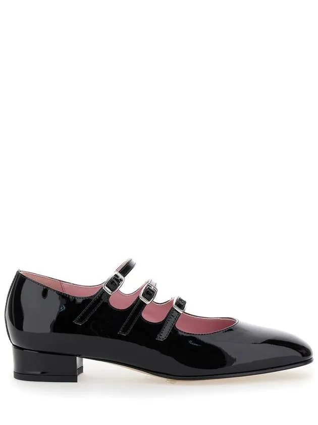 'Kina' Black Mary Janes With Straps And Block Heel In Patent Leather Woman