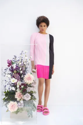 Knee-Length Dress - Fine Pleat Crepe de Chine