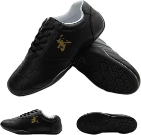 Lightweight Tai Chi Martial Arts Shoes for Men Women ，Breathable Leather Mens Kung Fu Tai Ji Training Sneakers ，Non-Slip Ladies Karate Taekwondo Boxing Shoes