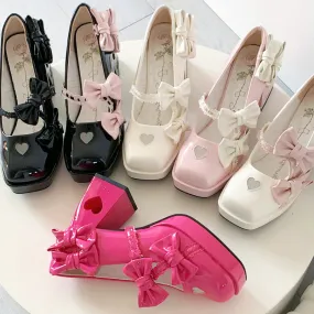 Lolita Square Bow High Heels - Kimi