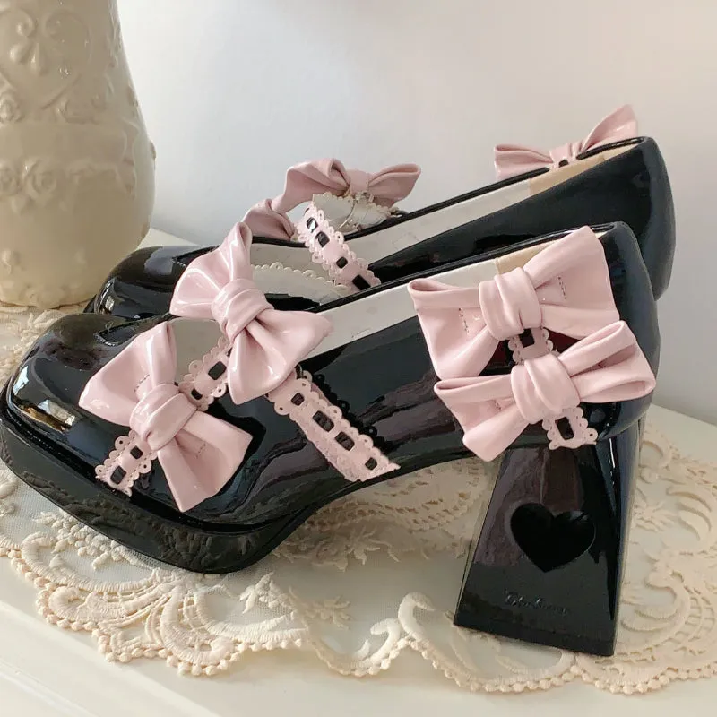 Lolita Square Bow High Heels - Kimi