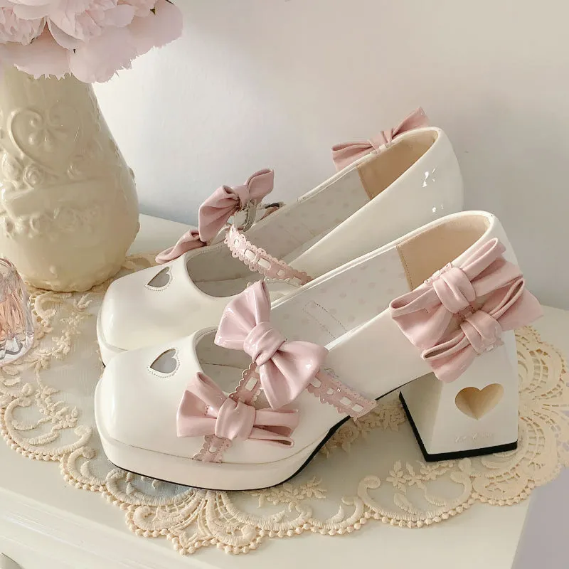 Lolita Square Bow High Heels - Kimi