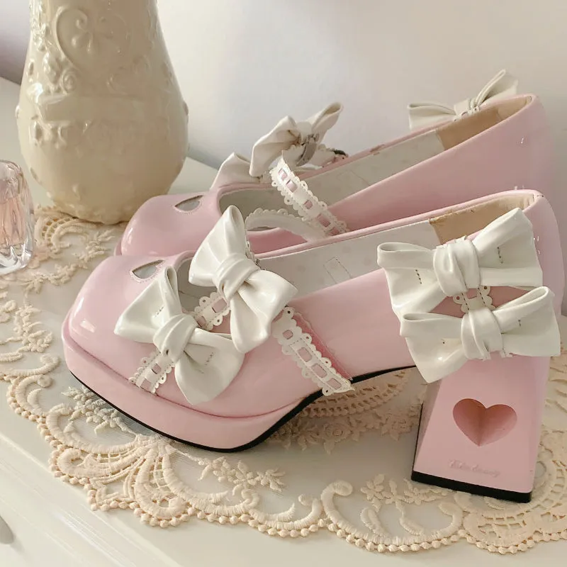 Lolita Square Bow High Heels - Kimi