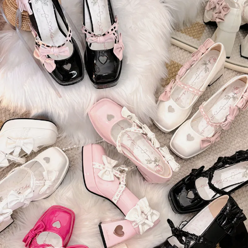 Lolita Square Bow High Heels - Kimi