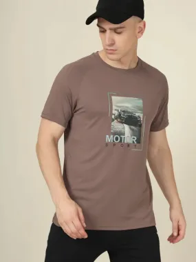 Men Graphic Printed Slim Fit Crew Neck T-shirt with TECHNO COOL 