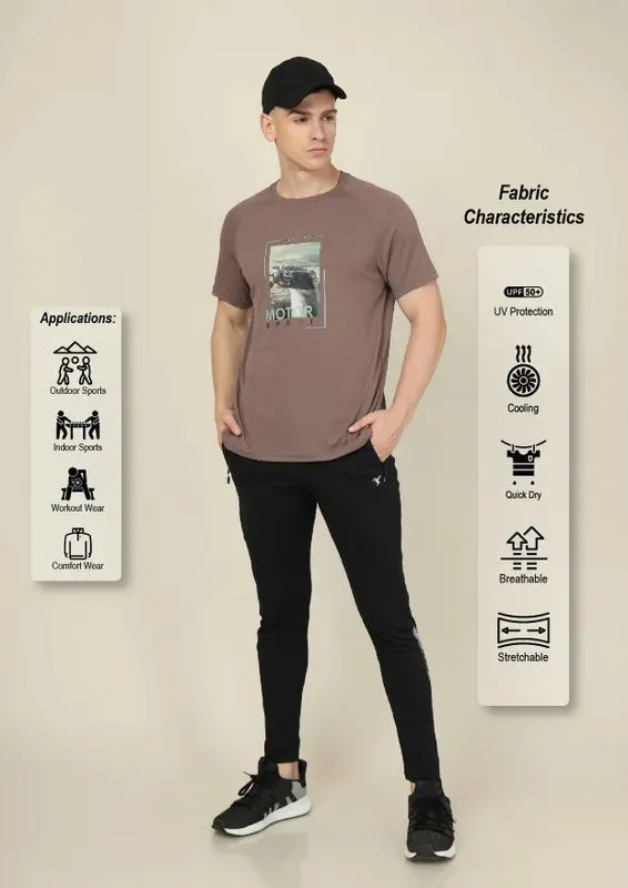 Men Graphic Printed Slim Fit Crew Neck T-shirt with TECHNO COOL 
