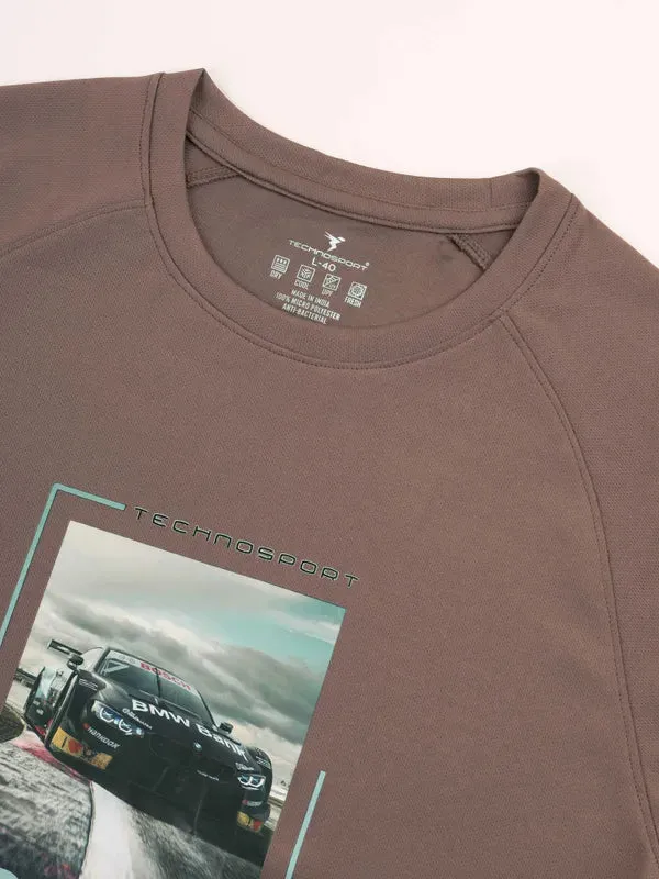 Men Graphic Printed Slim Fit Crew Neck T-shirt with TECHNO COOL 