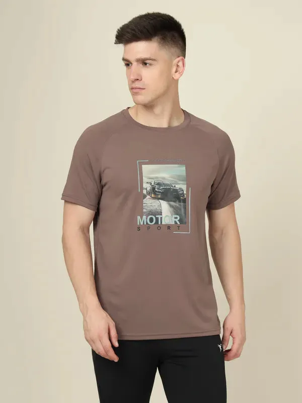 Men Graphic Printed Slim Fit Crew Neck T-shirt with TECHNO COOL 