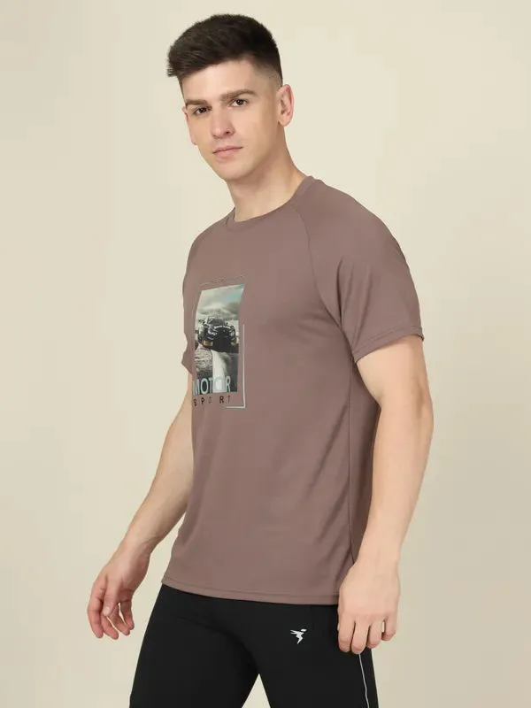 Men Graphic Printed Slim Fit Crew Neck T-shirt with TECHNO COOL 