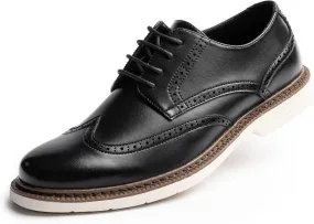 Mens Dress Sneakers Casual Business Derby Oxford Shoes, Classic Round Toe, Wingtip Brogue Design, EVA Outsole, Lightweight and Stylish