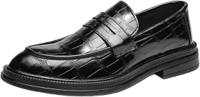 Men's Slip-On Oxford Dress Shoes, New Patent Leather Fashion Retro Half Brogue, Formal Business Shoes for Men, Stylish Wedding & Party Footwear, Comfortable Leather Shoes for All Occasions
