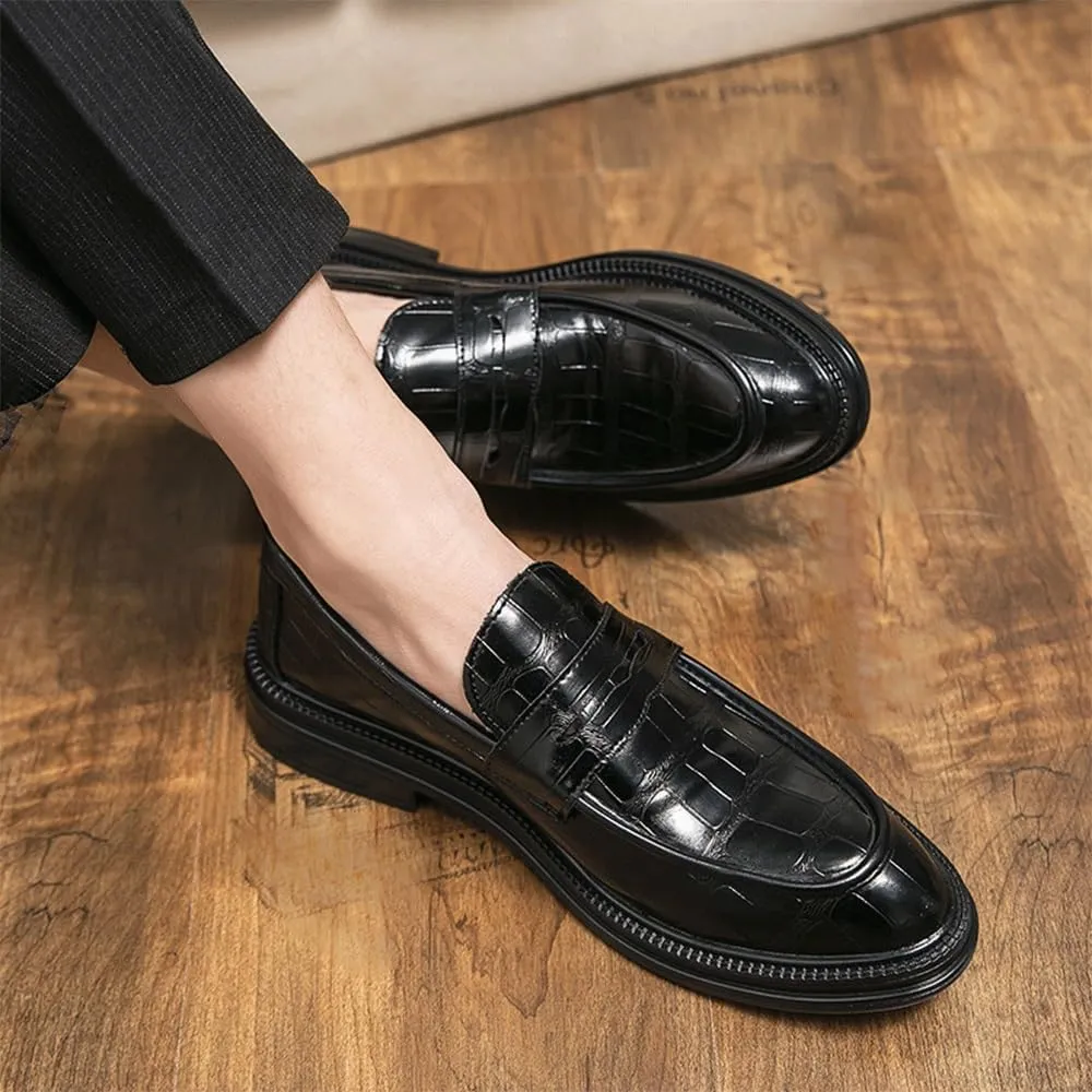 Men's Slip-On Oxford Dress Shoes, New Patent Leather Fashion Retro Half Brogue, Formal Business Shoes for Men, Stylish Wedding & Party Footwear, Comfortable Leather Shoes for All Occasions