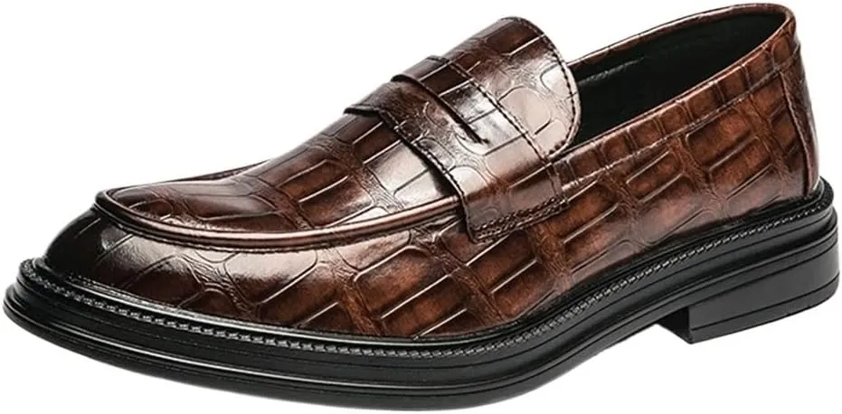 Men's Slip-On Oxford Dress Shoes, New Patent Leather Fashion Retro Half Brogue, Formal Business Shoes for Men, Stylish Wedding & Party Footwear, Comfortable Leather Shoes for All Occasions