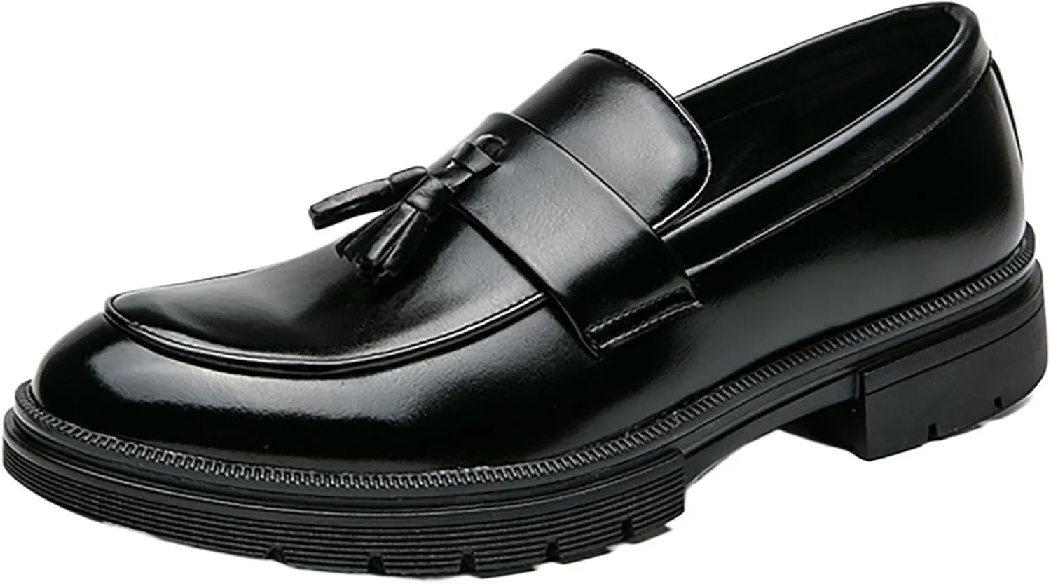Men's Tassel Leather Slip-on Oxfords， Soft and Comfortable Slip-on Footwear Driving Party Business Work Shoes