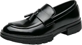 Men's Tassel Leather Slip-on Oxfords， Soft and Comfortable Slip-on Footwear Driving Party Business Work Shoes