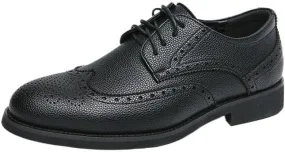 Men's Trendy Brogue Wingtip Dress Shoes Fashion Classic Carved Lace Up Leather Low Heels Oxfords Shoes