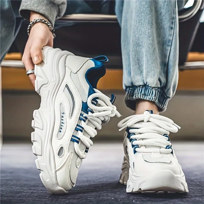 Men's Trendy Chunky Shoes, Comfy Non Slip Up Casual Sneakers Outdoor Activities