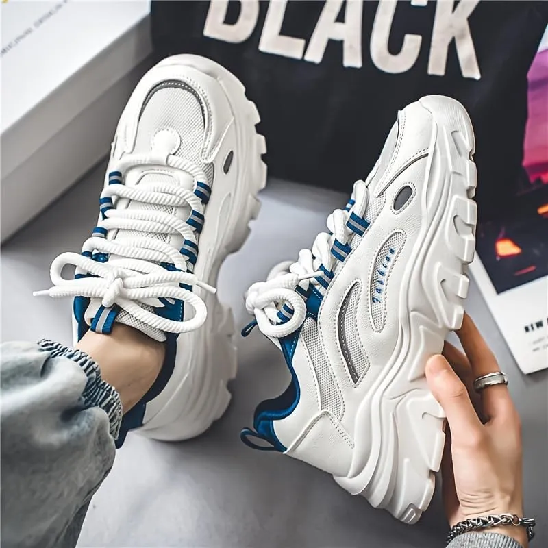 Men's Trendy Chunky Shoes, Comfy Non Slip Up Casual Sneakers Outdoor Activities