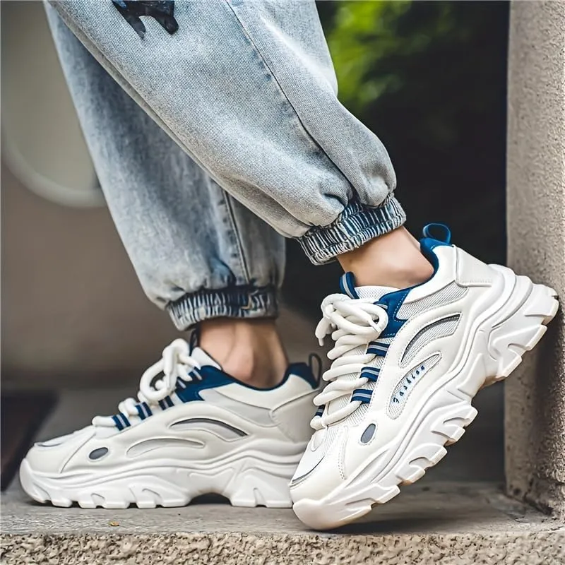 Men's Trendy Chunky Shoes, Comfy Non Slip Up Casual Sneakers Outdoor Activities