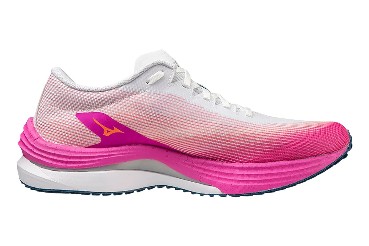 Mizuno Wave Rebellion Flash B White/Blue Ashes/Neon Pink Womens