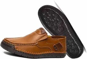 MSYINGL Men's Casual Leather Slip on Shoes,Breathable Comfortable Walking Shoes,Office Driving Shoes Slip-On Flats