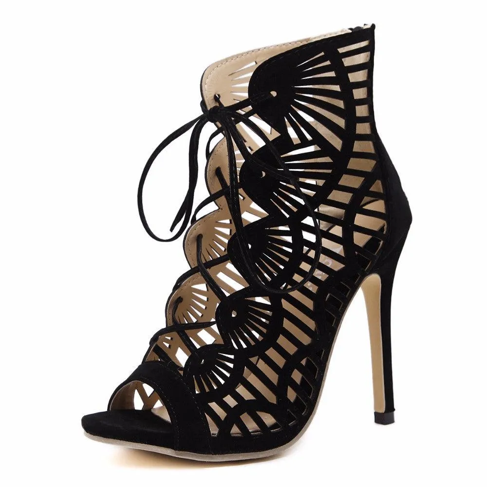 OPEN TOE OPEN LACE ANKLE BOOTIE