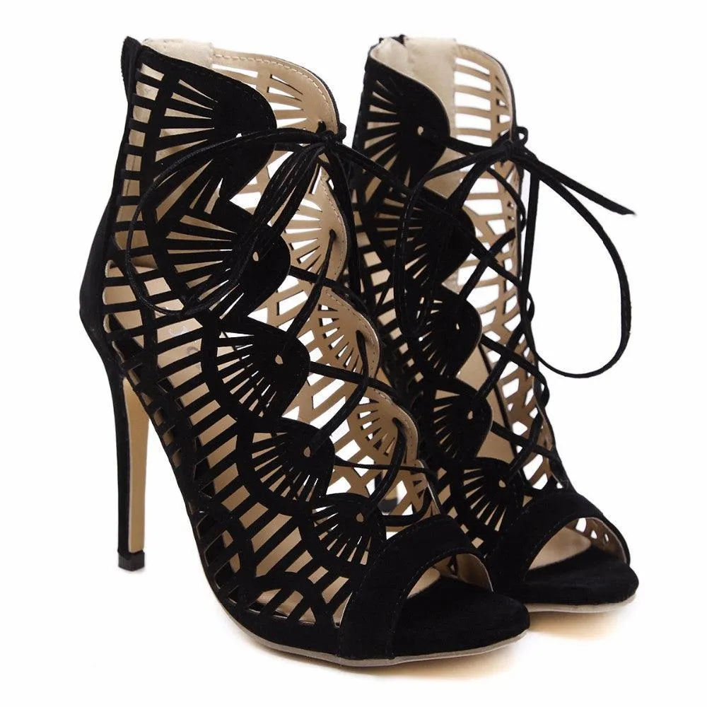OPEN TOE OPEN LACE ANKLE BOOTIE