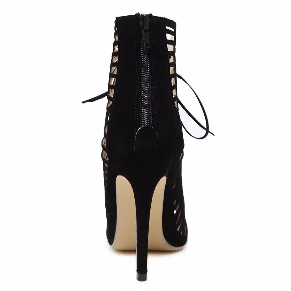 OPEN TOE OPEN LACE ANKLE BOOTIE