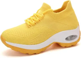 pearlzone Women's Running Shoes Breathable Air Cushion Sneakers Elastic Tennis Sneakers,Comfortable Shape Shoes for Jogging Work Running