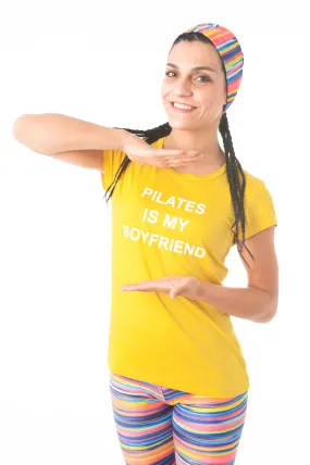 Pilates Is My Boyfriend Tee- Canary Yellow