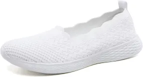 poemlady Women's Slip on Loafer Shoes - Mesh Casual Ballet Flat Nurse Walking Sneakers Knit Round Toe Memory Foam Casual Shoes