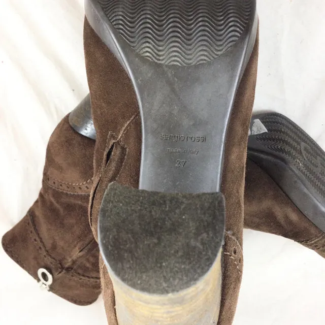 Sergio Rossi Suede Heeled Booties. Size 37